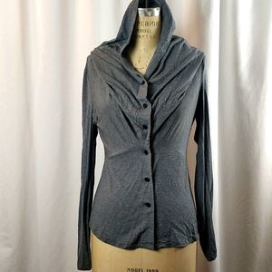 Very uniquely draped fitted cardigan